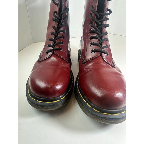 Doc Dr. Martens 1460 Leather Boots Cherry Red Lace Up US Women's Size 10 Men's 9 - Picture 7 of 16